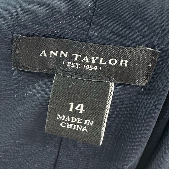 Ann Taylor womens dress size 14 navy blue cream sheath old money career - Picture 8 of 9